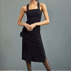 Anthropologie Seamed Cross-Back Midi Dress Porridge